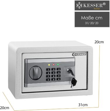 KESSER® Електронний сейф | 38x30x30 см | з батарейним відсіком | 3-х болонний замок | Настінний/підлоговий сейф | Внутрішнє освітлення | Срібний