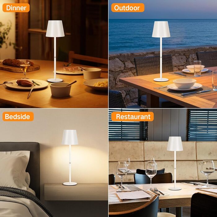 LED настільна лампа OUTON 2 шт. Бездротова, з регулюванням яскравості, 3 режими кольору, USB-C зарядка, IP54, 30 годин роботи, для дому/на вулицю, чорний (2 шт.)