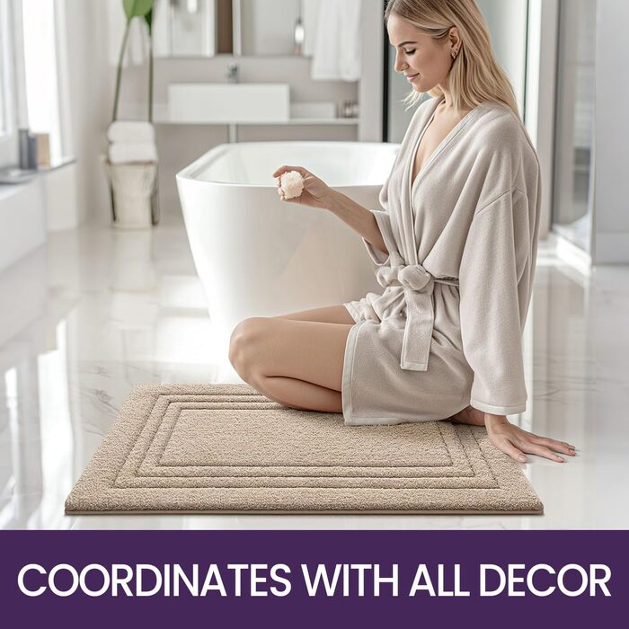 Килимок для ванної кімнати DEXI, м'який, нековзний, пральний, 50 x 80 см, бежевий