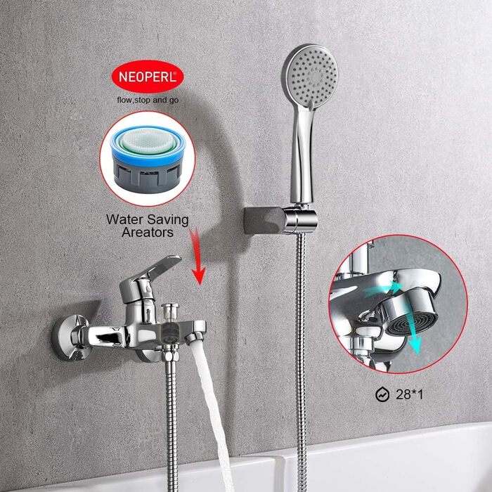 Набір змішувача для ванни Ibergrif Star з душовою лійкою, тримачем для душу та шлангом, хром