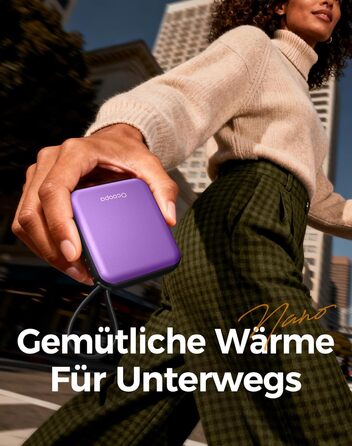 Електричні грілки для рук OCOOPA UT5 Nano Violett (2 шт), 4000mAh, 3 режими, до 52°C, USB, для зими, подорожей, спорту