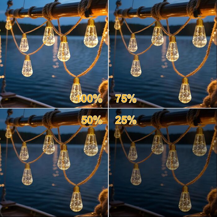 LED-гірлянда сонячна зовнішня 10м, 16+1 G40, диммування, 3 режими, пульт дистанційного керування, вологостійка, тепле світло, для саду, балкону, декору