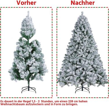 Штучна ялинка Yaheetech зі снігом 183 см (діаметр 120 см), 820 гілок, з металевим підставкою, швидкий монтаж, складана ялинка для дому