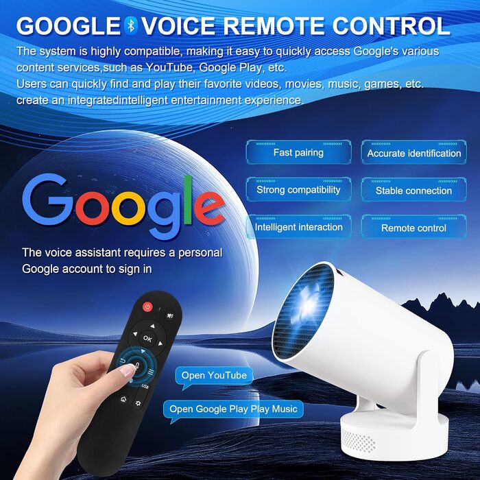 Портативний міні проєктор 4K HY300ultra з Wi-Fi 6, Android 11 та підтримкою HDMI для телефону/ПК/ноутбука/Stick. Full HD 1080P, вбудований динамік