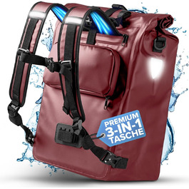 Кофр Bchel 3в1 для багажника, може використовуватися як рюкзак, сумка через плече або сумка-кофр Велосипедна сумка водонепроникна та світловідбиваюча з об'ємом 22 л і протиковзким дном (Merlot)