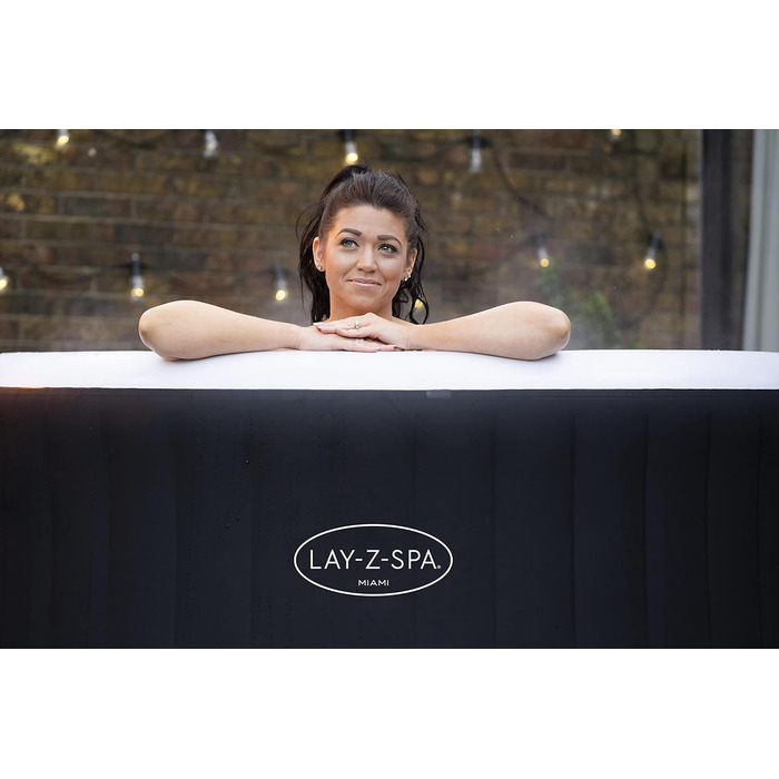 Надувний гідромасажний басейн-спа Bestway Lay-Z-Spa Miami AirJet Whirlpool для 2-4 осіб, 180 x 66 см, чорний