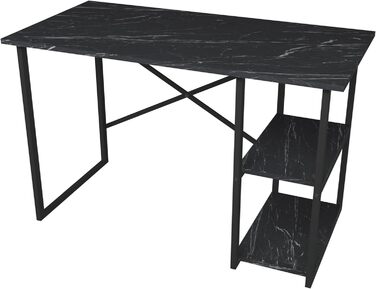 Письмовий стіл Nittedal з полицею Комп'ютерний стіл Дуб Вигляд Антикварний стіл для ПК Офісний стіл з 2 полицями Прямокутний металевий каркас (мармур, чорний)