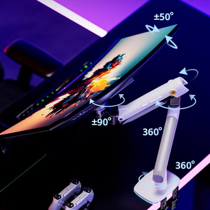 Кріплення для монітора NB Ergonomic для широких моніторів до 60 дюймів, RGB, білий, VESA 75/100, до 20 кг