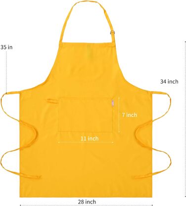 Регульований кухонний фартух Zihuatailer 2 шт. и для чоловіків/жінок з кишенею (жовток яєчний жовтий x1)