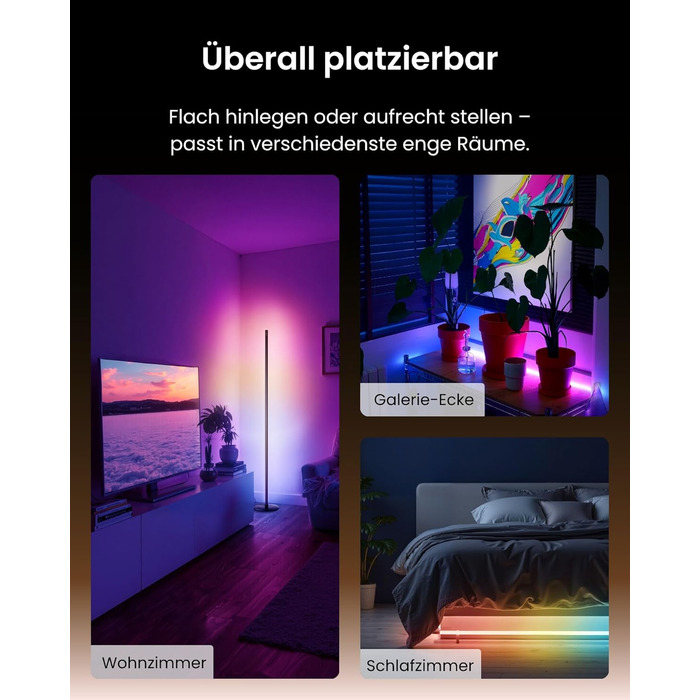 SwitchBot Matter RGBICWW Настільна лампа для вітальні та спальні, димується, з підтримкою Apple Home, Alexa, Google Home, керування через APP, музичні та сценарні режими, чорна LED лампа