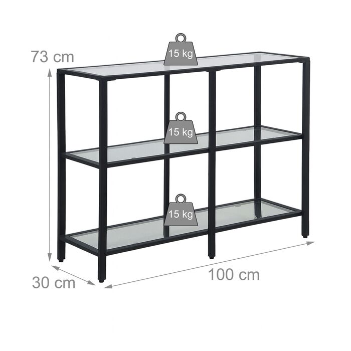 Столик-консоль Relaxdays з 3 скляними полицями