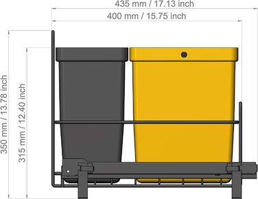 Висувна вбудована кошик для сміття з 3 кошиками (11l, 2x8l) в кольорах темно-сірий, жовтий, коричневий - Система поділу сміття Trio для кухні Нижній шафа - висувна корзина антрацит 32,8 x 43,3 x 35,4 см 11L 2x8l versch.Колір, 64 / 3a