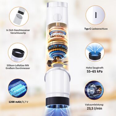 Вакууматор для продуктів харчування, компактний вакуумний пакувальник для безперервного використання з набором з 30 вакуумних пакетів