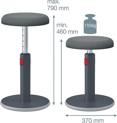 Табурет-коромисло Leitz Active Ergo Cosy з регулюванням висоти, 46-79 см, темно-сірий, 65180089