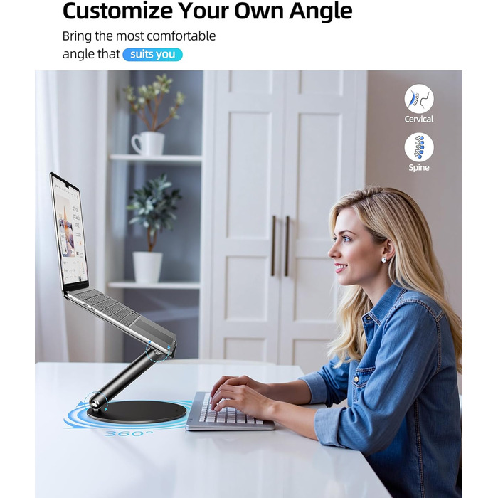 Стійка для ноутбука LULULOOK, регульована, 360° обертання, для MacBook, 10-17