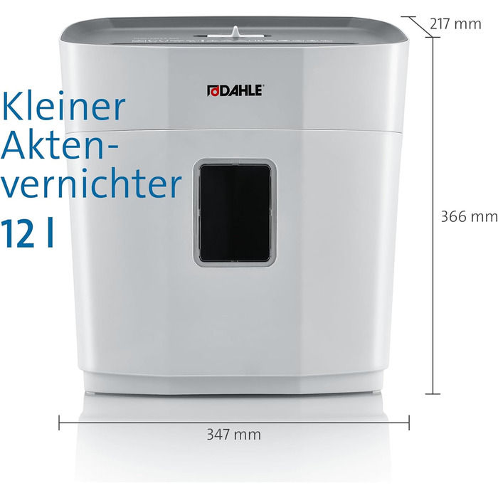 Шредер Dahle PaperSAFE PS 120: 8 листів, P4, частинковий різак, без масла, 12 л, сірий