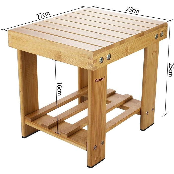 Вінтажний бамбуковий пуф-табурет - 27x23x25 см. Міцний, антиковзний, для дітей, як журнальний столик, підставка для квітів