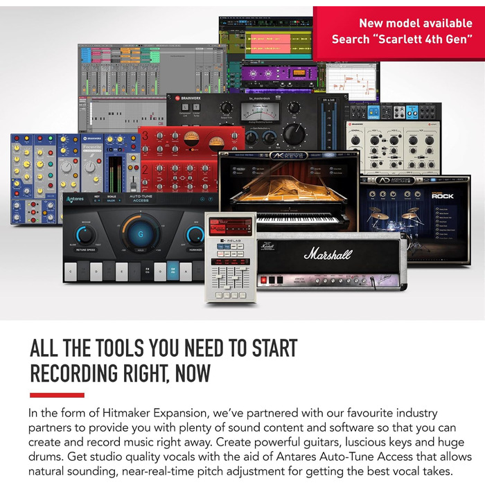 Аудіоінтерфейс Focusrite Scarlett 4i4 3-го покоління з USB для гітаристів, вокалістів та продюсерів. Професійний звук та програмне забезпечення для запису