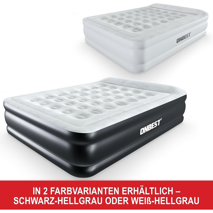 Надувне ліжко самостійно надувне – для 2 осіб – 203 x 152 x 46 см – з електричним насосом – надувне ліжко для гостей за 3-5 хвилин – вбудована подушка (Чорний)