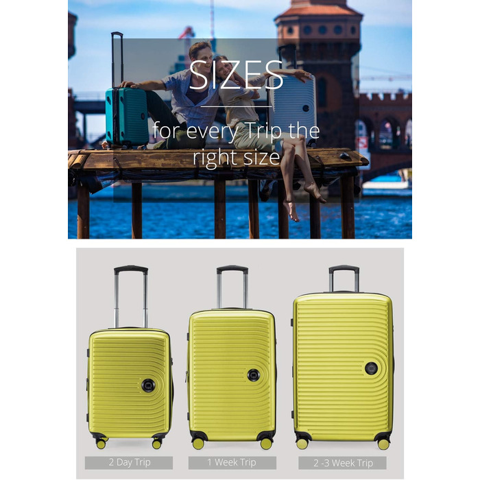 Набір валіз Hauptstadtkoffer Mitte (3 шт.) з цифровою біркою для багажу - дорожні валізи 55/68/77 см + брелок з QR-кодом, 4 подвійні колеса, міцний корпус ABS, XL-розширення об'єму, TSA-замок, (Farn, 55 см)