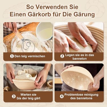 Набір для бродіння тіста Gärkorb: 23см кругла та 25см овальна корзини + 6 інструментів для випічки. Ідеально для професіоналів та любителів.