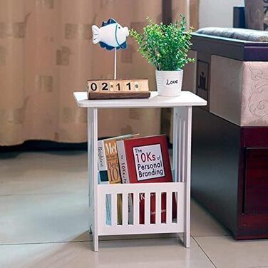 Нічний столик 32x26x40 см сучасний квадратний білий з місцем для зберігання