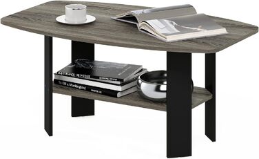 Журнальний столик Furinno простого дизайну, сучасний французький дуб сірий/чорний французький дуб сірий/чорний