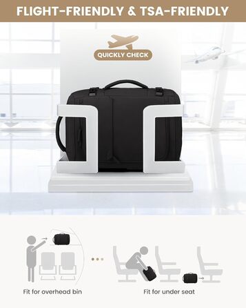 Рюкзак жіночий LOVEVOOK 40L для подорожей та авіаперельотів, Carry On, Beige Khaki