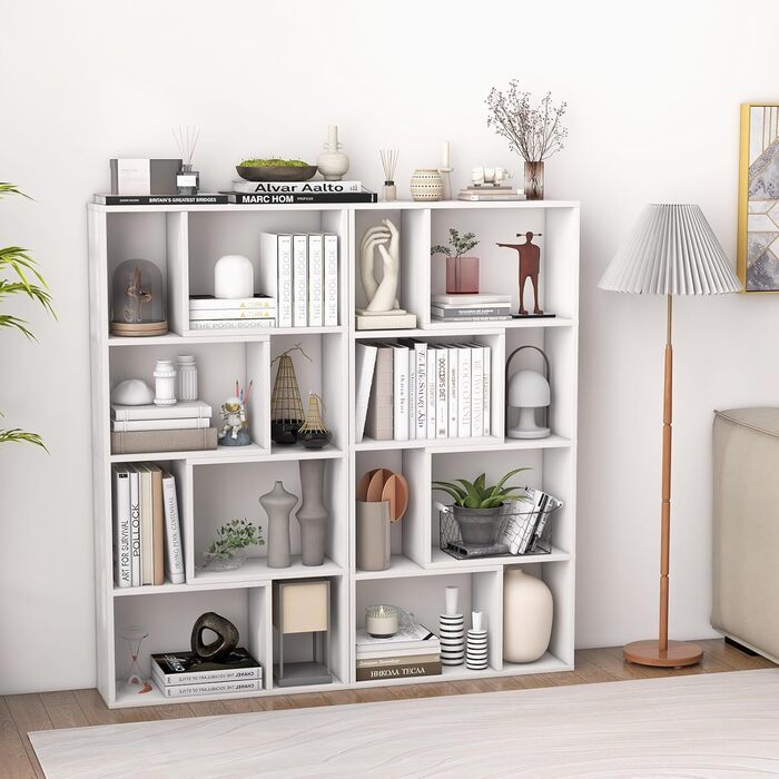 Стелаж GIANTEX з 8 відділеннями, 60 x 20 x 120 см, з кріпленням від перекидання, для вітальні та дитячої кімнати (білий)