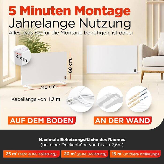 Інфранічна електрична панель TermoPlaza WiFi 270 Вт (до 7 м²) з термостатом | Інфрачервоний нагрівач для дому та ванної кімнати | WiFi, енергозбереження