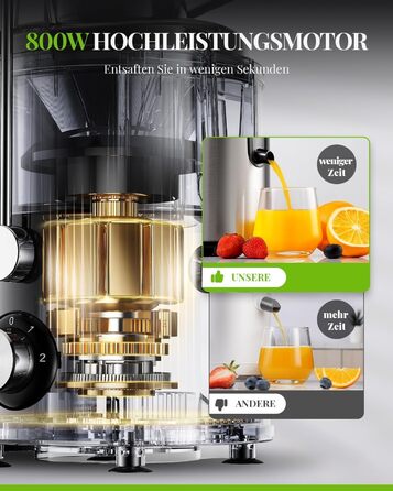 Шокер-віджимач GDOR 800W з нержавіючої сталі, 76 мм, 3 швидкості, для фруктів та овочів, швидке віджимання, легкий у чищенні, BPA-free