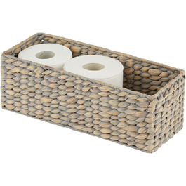Плетений кошик з водяного гіацинта з натуральним покриттям-плетений кошик, який можна штабелювати-ідеальне місце для зберігання у ванній кімнаті- (сірий)