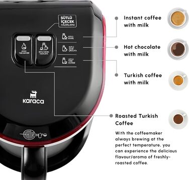 Турецька кавоварка Машина для підігріву молока, 5 осіб, повністю автоматична кавоварка, турецький мокко з молоком, гарячий шоколад, розчинна кава з молоком, тепле молоко (червоне.)