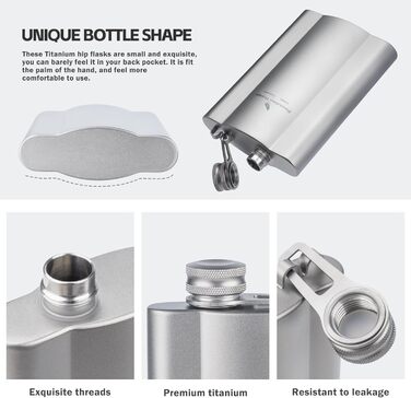 Фляга з титану iBasingo 180 мл - Ultraleichter Flachmann для алкоголю, подорожей, кемпінгу. Ti3071D