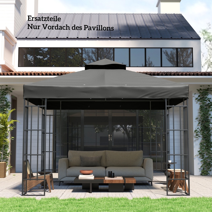 Тент для павільйону 3 x 3 м, замінний, з отворами для стоку води, UPF30+, захист від сонця, темно-сірий