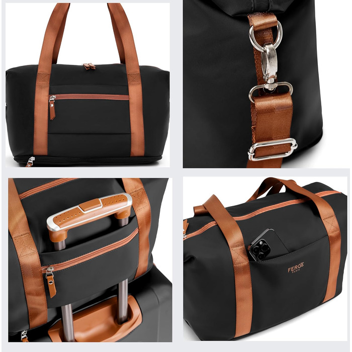 Набір валіз FERGÉ Milano 5-ти частинний (3 розміри) + сумка + органайзер - чорний