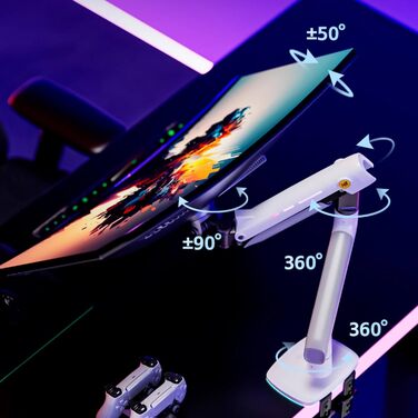 Кріплення для монітора NB Ergonomic для широких моніторів до 60 дюймів, RGB, білий, VESA 75/100, до 20 кг