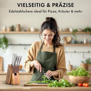 Набір кухонних ножів Edelhaus 9 предметів з підставкою та точилкою, професійний, з нержавіючої сталі X50CRMOV15, з дерев'яною підставкою з акації