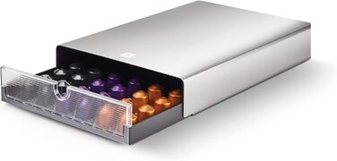 Контейнер для капсул Nespresso з нержавіючої сталі | Сучасна висувна скринька для капсул кави | Об'єм приблизно 60 капсул