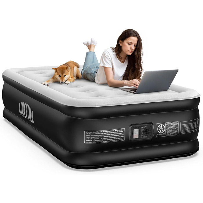 Надувне ліжко Airefina на 1 особу з вбудованим насосом, 99x190x46 см, до 295 кг, з сумкою для перенесення