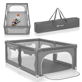 Дитячий манеж Lionelo Willow сірого кольору 120x180x68 см з сіткою, для дітей 0-48 місяців