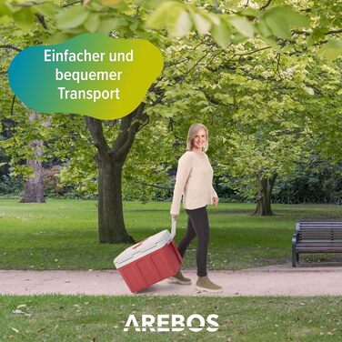 Автомобільний холодильник Arebos 40 л з функцією охолодження та підігріву, 12/230V, червоний