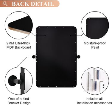 Дзеркало для ванної кімнати MOON MIRROR прямокутне з металевим каркасом, 50.8 x 71.1 см, чорний матовий