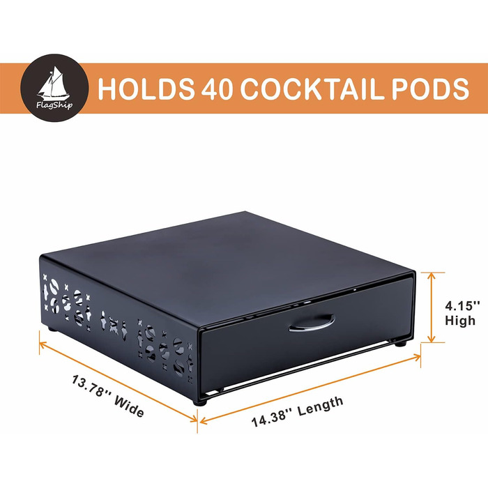 Стійка для капсул Bartesian: органайзер для коктейльних капсул, стильний дизайн для барної техніки, чорний метал (ємність 40 капсул)