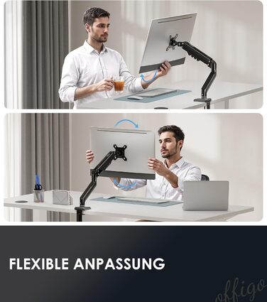 Кріплення для монітора OffiGo: підходить для моніторів 15-32 дюймів, вантажопідйомність до 9 кг, VESA 75/100 мм, чорний