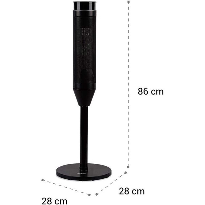 Баштовий обігрівач, тепловентилятор, 2 режими нагріву 1200 і 2200 Вт, таймер на 8 годин, 3 режими швидкості, термостат, сенсорний, перемикається коливання, економія місця, піаніно чорний