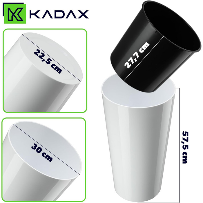 Набір горщиків KADAX (3 шт) з дерев'яною стружкою, білий глянцевий, 19,25/30 см