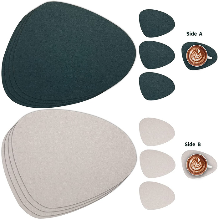 Набір скатертин Myir JUN з екошкіри (6 шт., бежево-зелений)