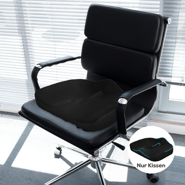 Подушка для сидіння, ергономічна, з дихаючою оббивкою, нековзна, розмір 44x39x13 см, чорного кольору