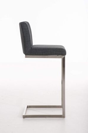 Барний стілець Paros з нержавіючої сталі, тканинне сидіння, з підлокітниками та підставкою для ніг, темно-сірий
